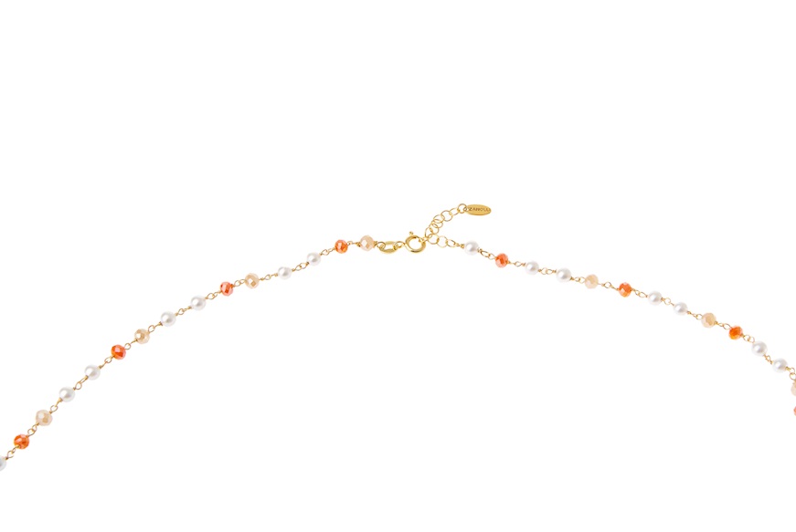 Necklace silver with pearls, crystals and fire agate Selezione Zanolli