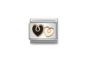 Double Heart Composable steel gold and enamel Nomination