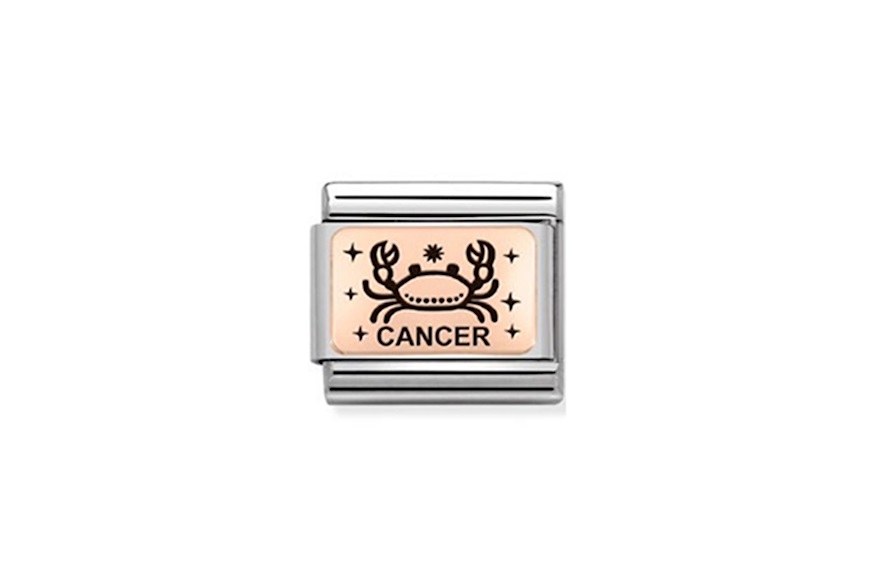 Cancro Composable acciaio oro rosa 375 e smalto nero Nomination