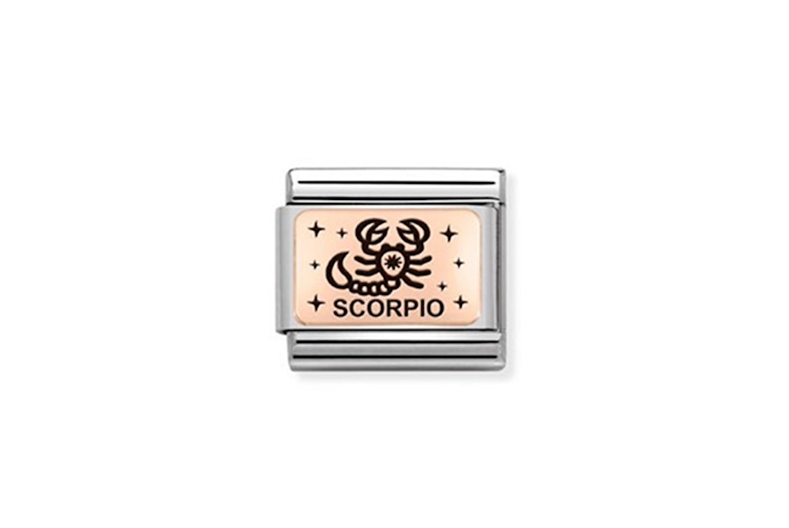Scorpione Composable acciaio oro rosa 375 e smalto nero Nomination