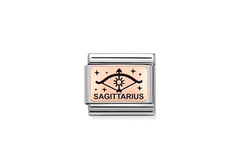 Sagittarius Composable steel rosegold and black enamel Nomination