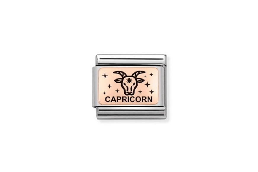 Capricorn Composable steel rosegold and black enamel Nomination
