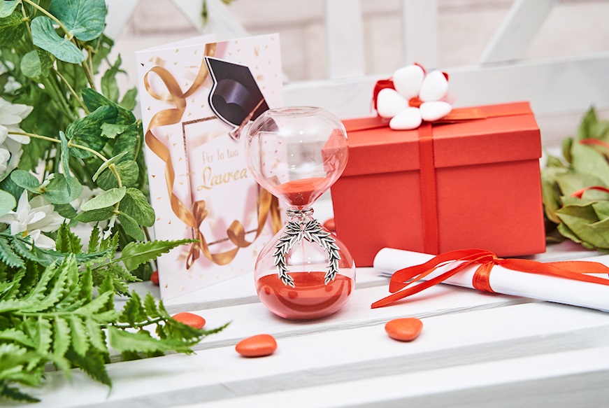 Hourglass Laurel with box and sugared almonds Selezione Zanolli