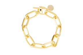 Bracelet in gilded bronze with ovals knit and T closure Unoaerre
