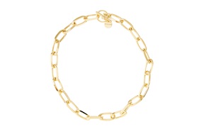 Necklace in gilded bronze with ovals knit and T closure Unoaerre