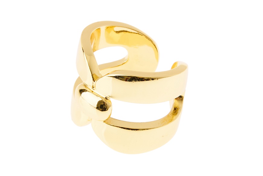Ring Square in gilded bronze with central nugget Unoaerre