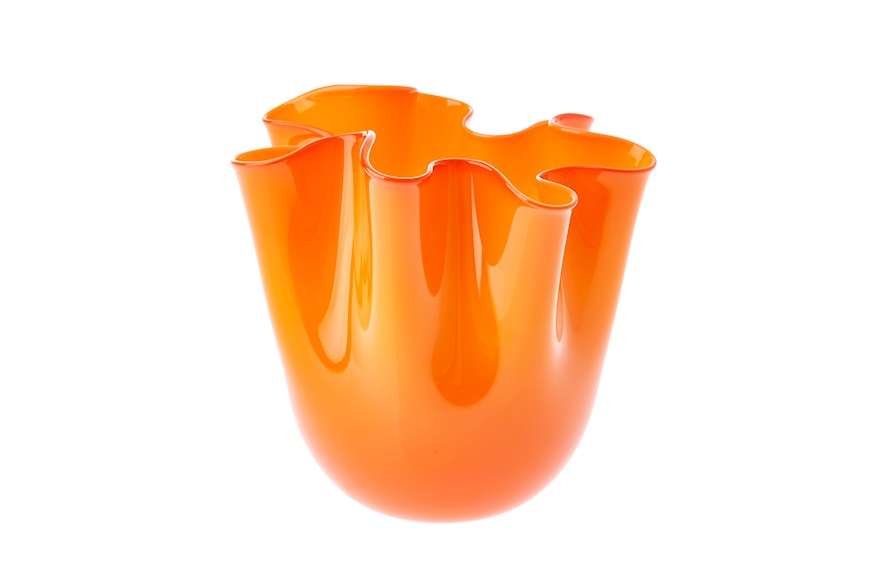 Vaso Fazzoletto vetro di Murano arancio Venini