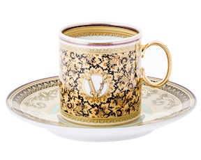 Espresso cup Barocco Mosaic porcelain with saucer Versace
