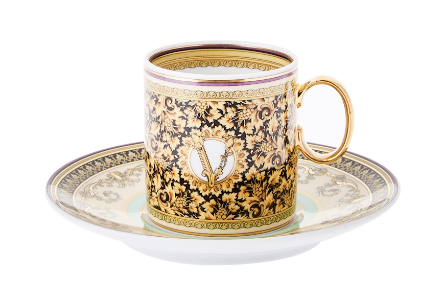 Espresso cup Barocco Mosaico porcelain with saucer Versace