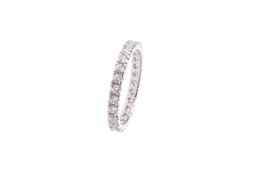 Wedding ring silver with white zircons Selezione Zanolli