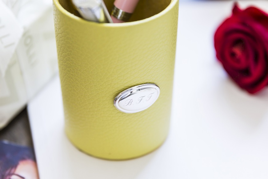 Penholder Table leather yellow Selezione Zanolli