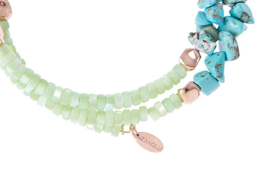 Bracciale semirigido argento rosè con howlite turchese Selezione Zanolli