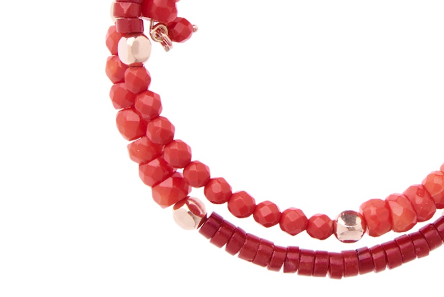 Bracciale semirigido argento rosè con howlite corallo Selezione Zanolli