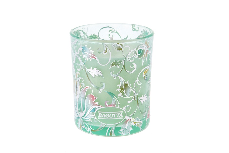 Candleholder glass lavender green with sugared almonds Selezione Zanolli