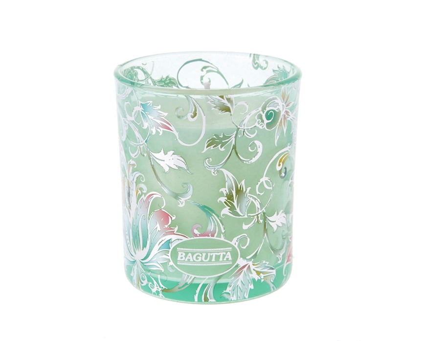 Candleholder glass lavender green with sugared almonds Selezione Zanolli