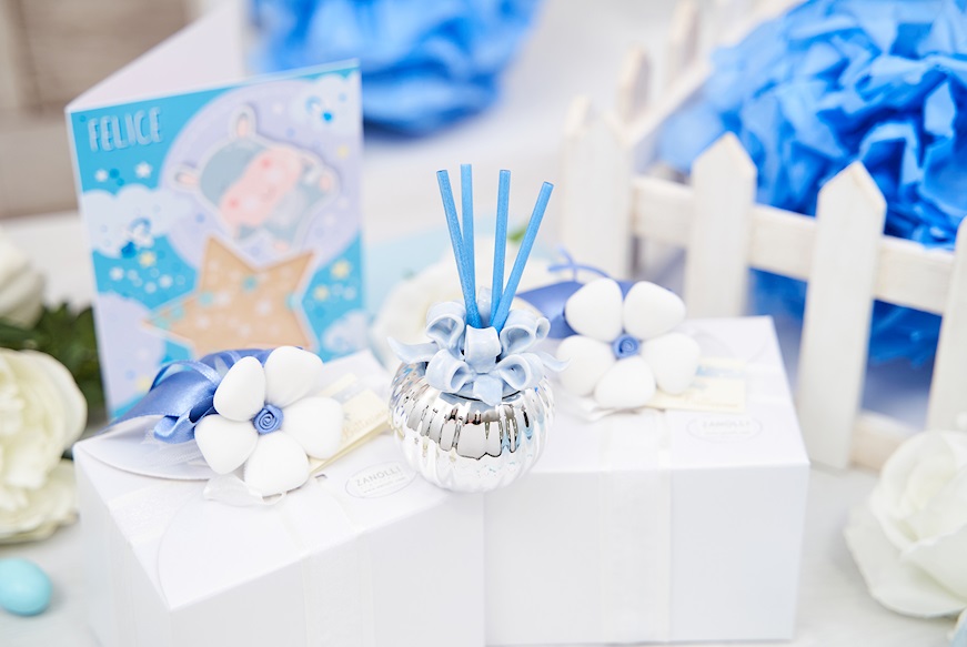 Sticks perfumer Bow blue with sugared almonds Selezione Zanolli