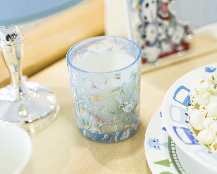 Candleholder glass cinnamon blue with sugared almonds Selezione Zanolli