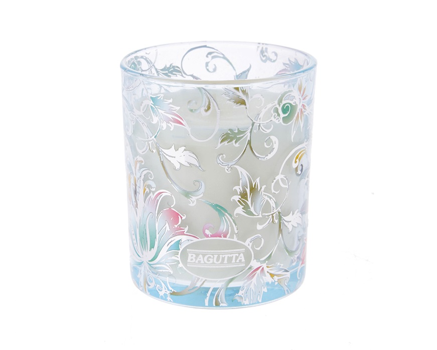 Candleholder glass cinnamon blue with sugared almonds Selezione Zanolli