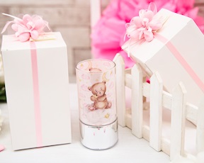 Bomboniera Battesimo Lampada Orsetto rosa con ciuffo portaconfetti Selezione Zanolli
