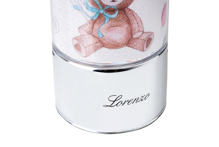 Bomboniera Battesimo Lampada Orsetto rosa rosa con ciuffo portaconfetti Selezione Zanolli