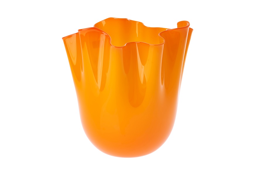 Vase Fazzoletto Murano glass orange Venini
