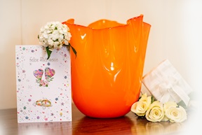 Vaso Fazzoletto vetro di Murano arancio