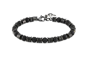 Bracciale Uomo Instinct acciaio brunito e pietra lavica