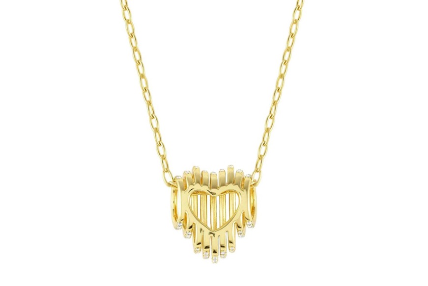 Collana Lovelight argento dorato con pendente cuore e cubic zirconia bianchi Nomination