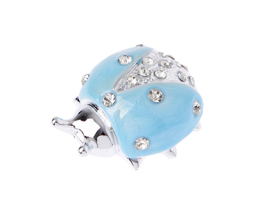Figurina Coccinella azzurra con cristalli con cristalli Selezione Zanolli