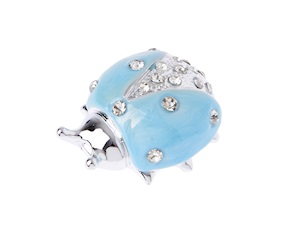 Figurina Coccinella azzurra con cristalli con cristalli