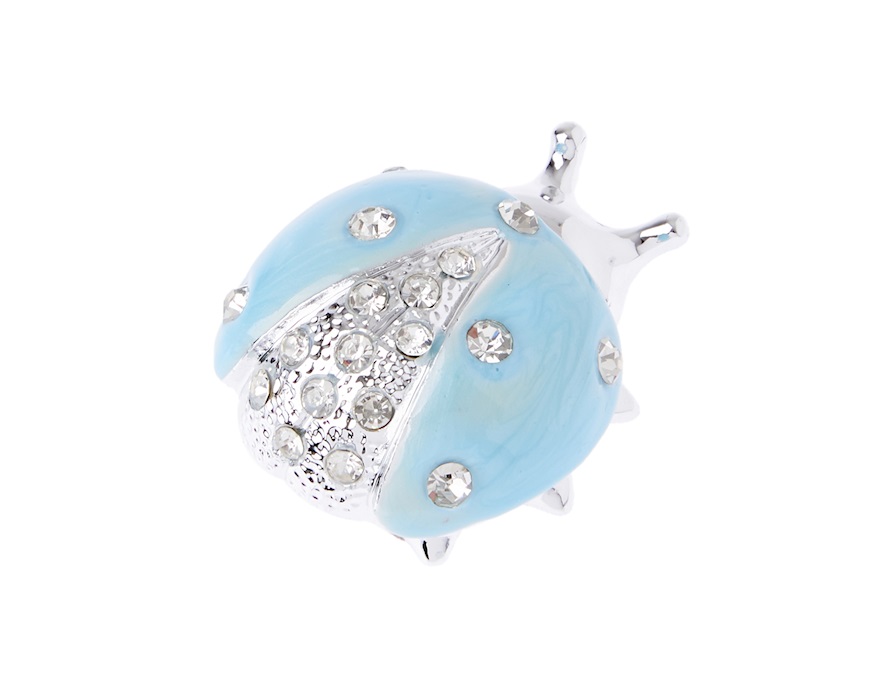 Figurina Coccinella azzurra con cristalli con cristalli Selezione Zanolli