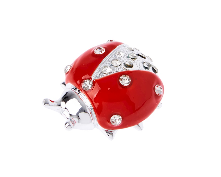 Figurina Coccinella rossa con cristalli con cristalli Selezione Zanolli