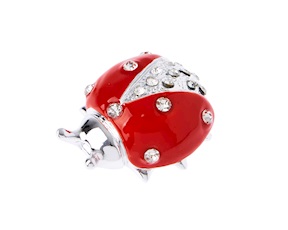 Figurina Coccinella rossa con cristalli con cristalli