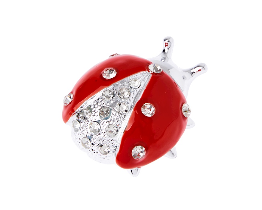 Figurina Coccinella rossa con cristalli con cristalli Selezione Zanolli