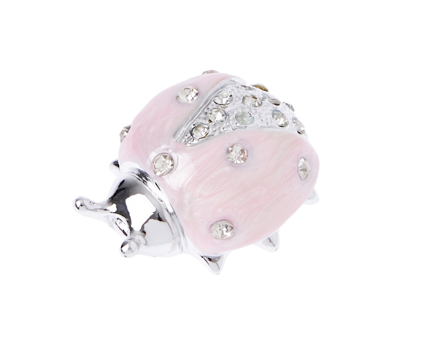 Figurina Coccinella rosa con cristalli con cristalli Selezione Zanolli