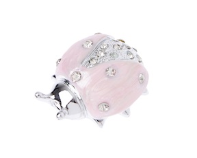 Figurina Coccinella rosa con cristalli con cristalli Selezione Zanolli