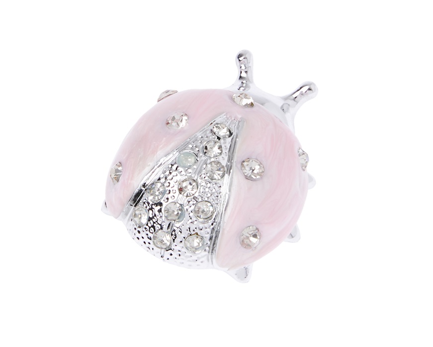 Figurina Coccinella rosa con cristalli con cristalli Selezione Zanolli