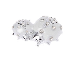 Figurina Coppia di coccinelle bianche con cristalli con cristalli