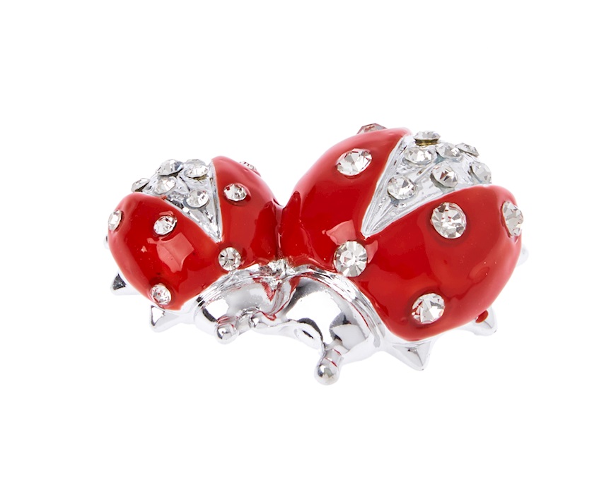 Figurina Coppia di coccinelle rosse con cristalli con cristalli Selezione Zanolli