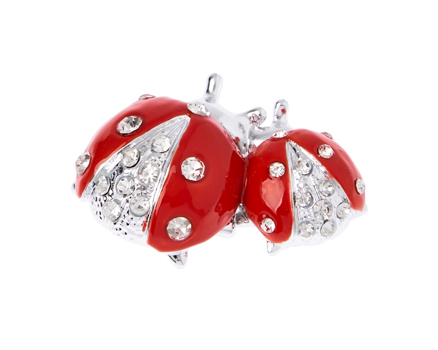 Figurina Coppia di coccinelle rosse con cristalli con cristalli Selezione Zanolli