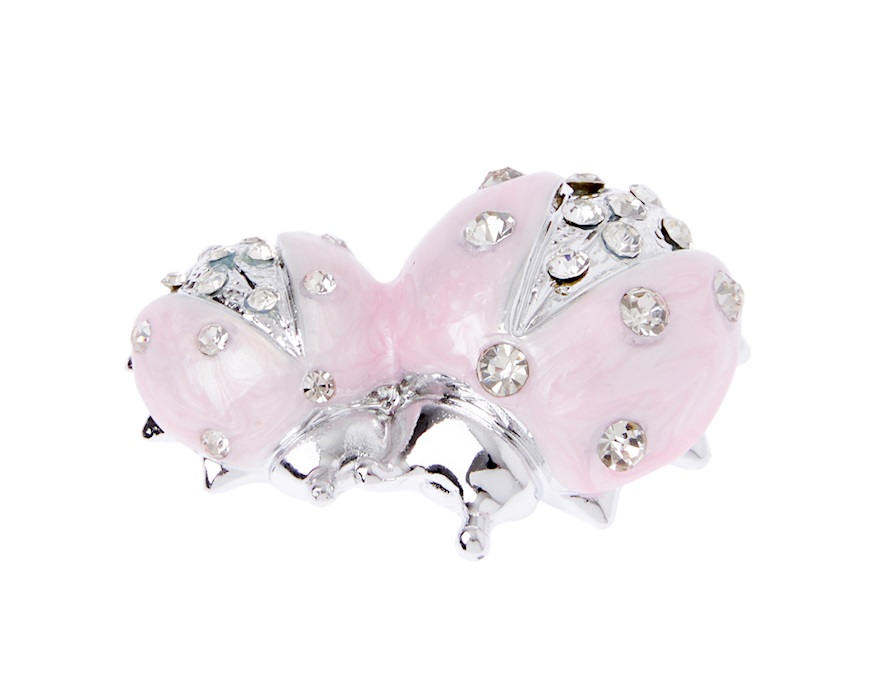 Figurina Coppia di coccinelle rosa con cristalli con cristalli Selezione Zanolli