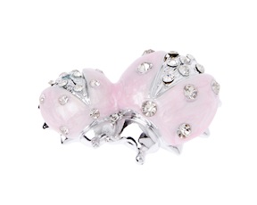 Figurina Coppia di coccinelle rosa con cristalli con cristalli