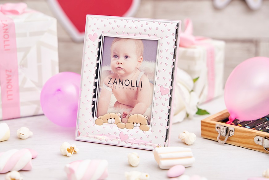 Picture frame Forever Friends pvd Silver teddy bear pink Selezione Zanolli