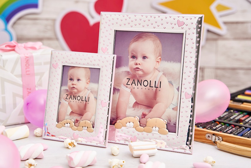 Picture frame Forever Friends pvd Silver teddy bear pink Selezione Zanolli