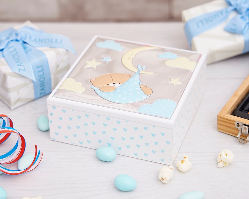 Scatola orsetto Forever Friends argento pvd celeste Selezione Zanolli