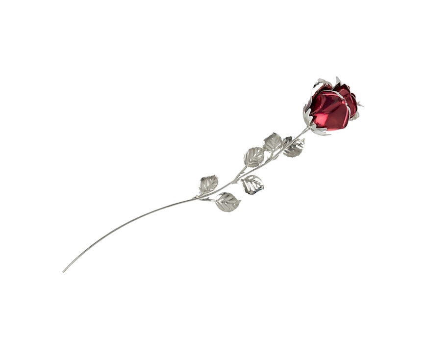 Bomboniera Rosa rossa silver plated con confezione regalo Selezione Zanolli