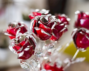 Bomboniera Rosa rossa silver plated con confezione regalo