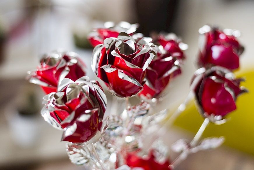 Red rose silver plated with gift box Selezione Zanolli