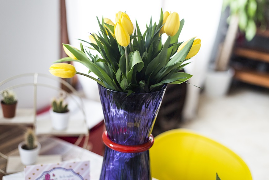 Vaso Tiara vetro di Murano colore indaco e arancio Venini