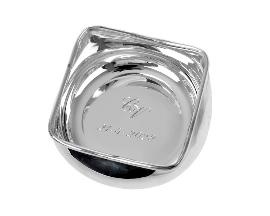 Ciotolina quadra silver plated con ciuffo portaconfetti Selezione Zanolli